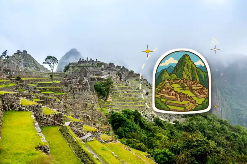 Machu Picchu citadel with Inca terraces and Huayna Picchu in the mist