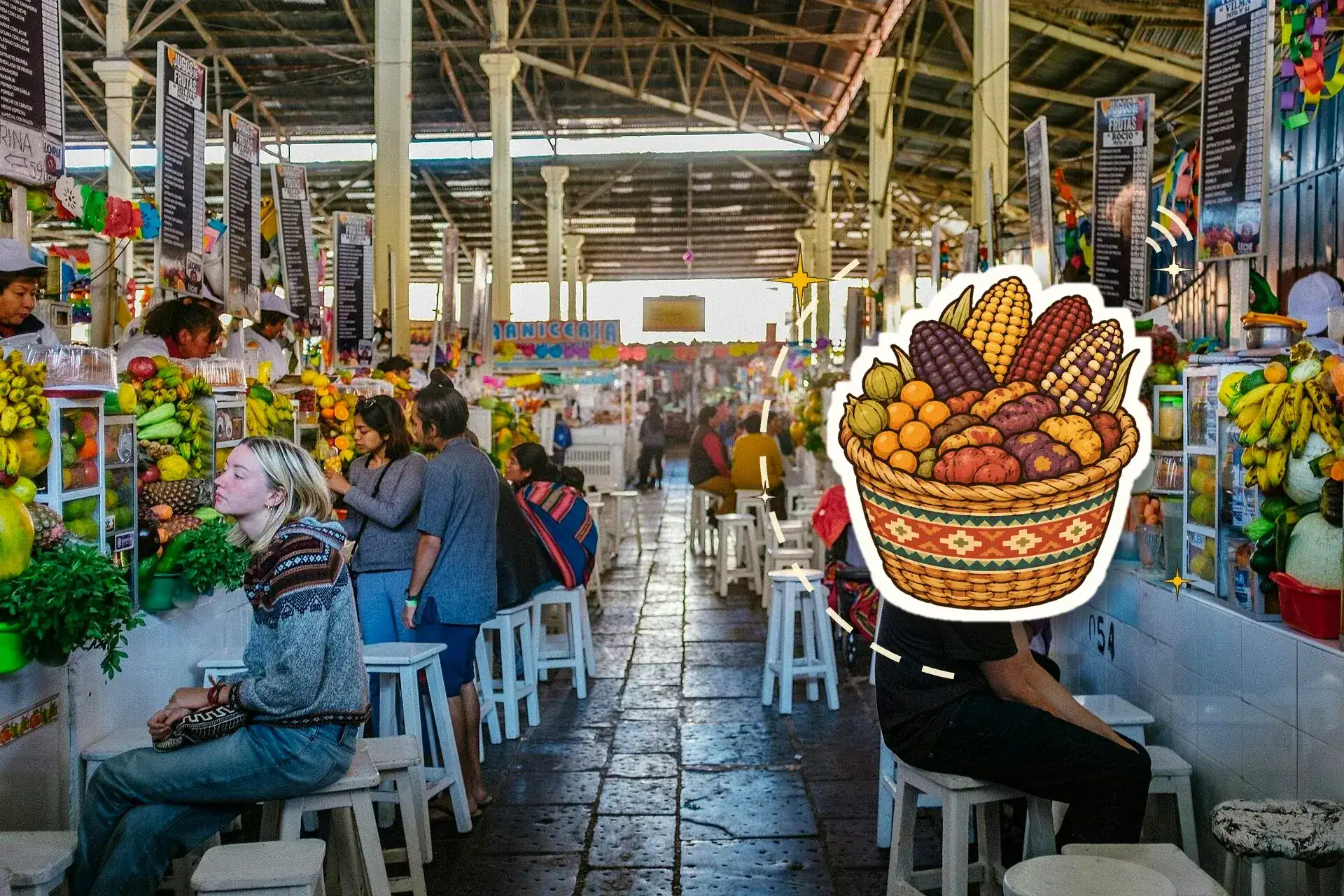 Juice and fruit stalls in Cusco’s San Pedro Market