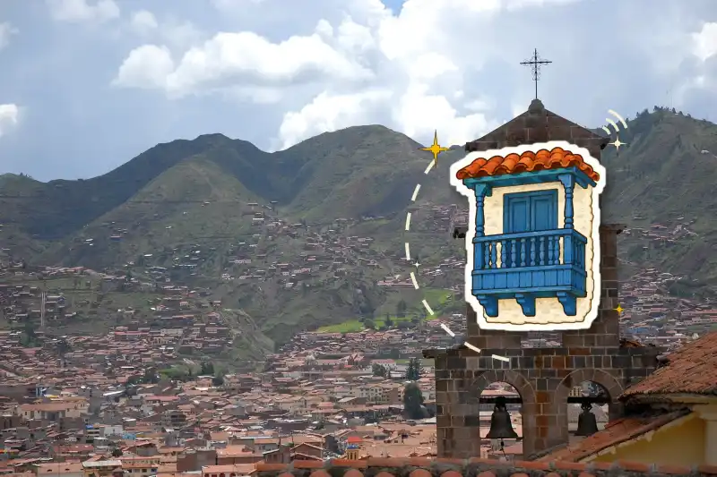 View over Cusco rooftops and the San Blas neighbourhood