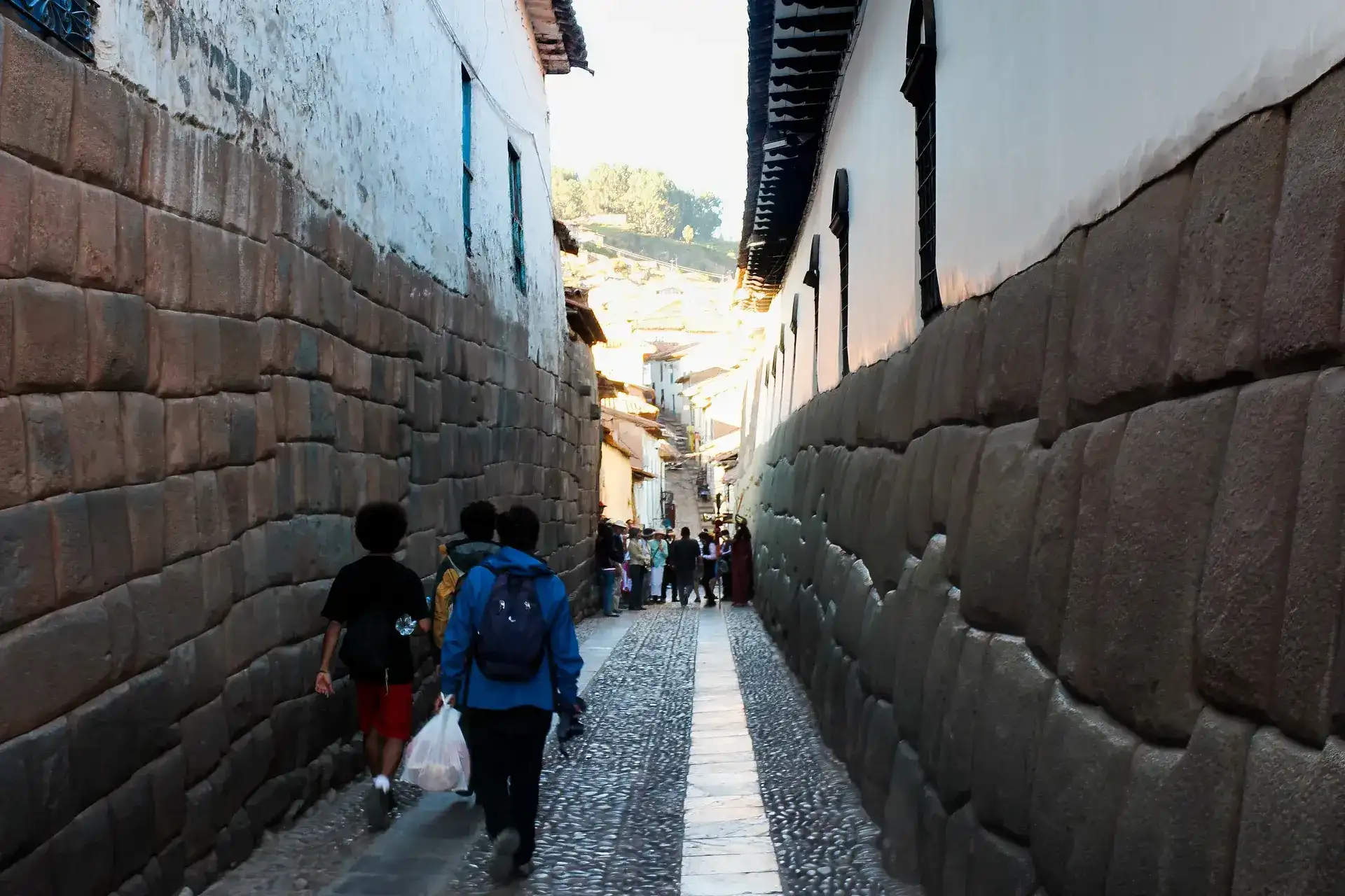 Cobbled street with Inca stone walls leading to San Blas, Cusco