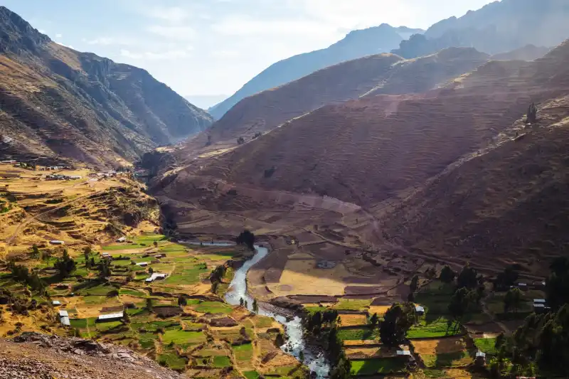 The Urubamba River winding through the Sacred Valley