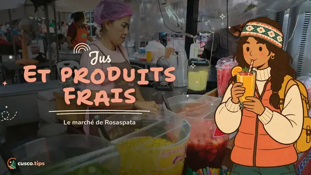 Jus et yapa — Marché de Rosaspata : jus, petits-déjeuners et produits de la ferme à Cusco