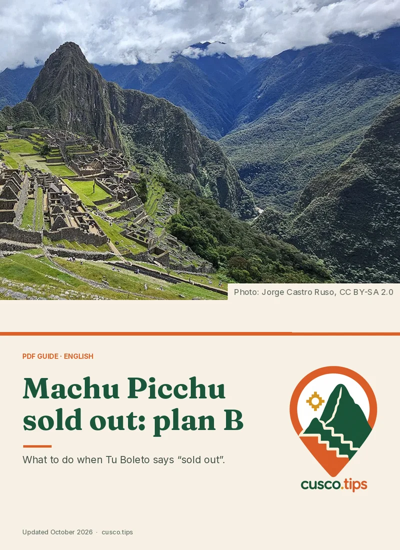 PDF guide cover: Machu Picchu sold out: plan B